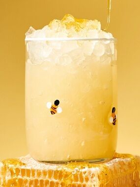 Anthropologie Clear Bee Icon Glass 17.25 oz